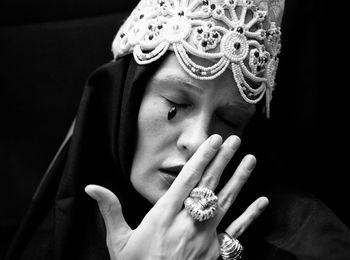 Close-up of woman with face