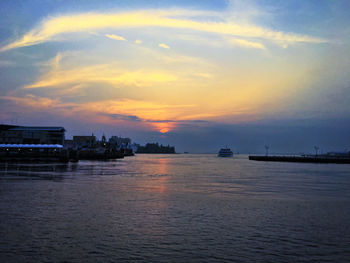 Scenic view of sea at sunset