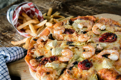 Close-up of pizza on table