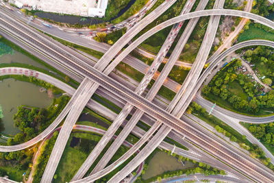 High angle view of elevated road in city