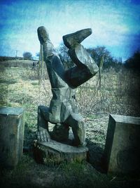 Close-up of statue against sky