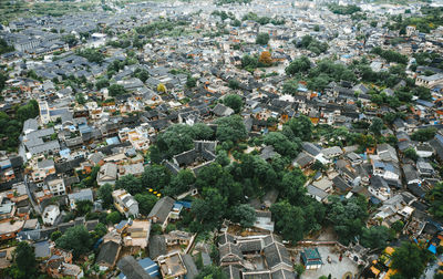 Aerial view of houses in town