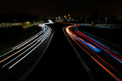 Light trails on highway at night