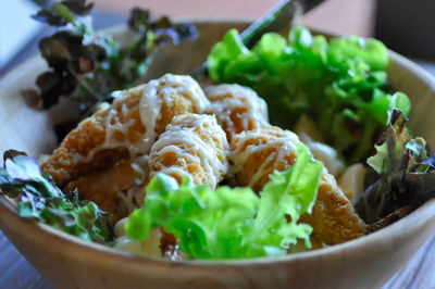 Close-up of meal served in bowl