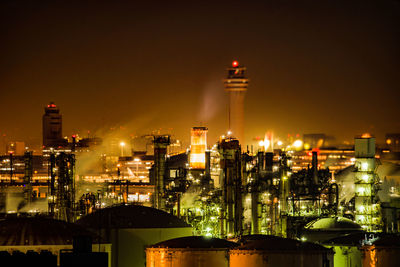 Illuminated city at night