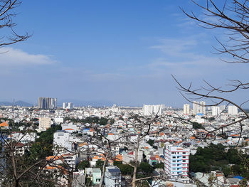 High angle view of townscape against sky