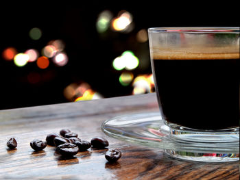 Close-up of coffee on table