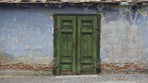 Closed door of old building