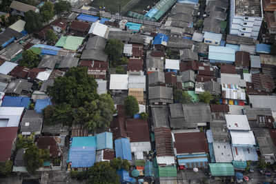 High angle view of buildings in city