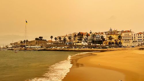 Scenic view of sea against clear sky