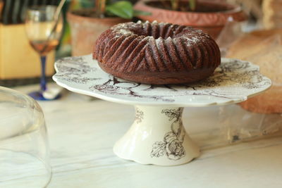 Close-up of cake on stand