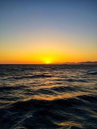 Scenic view of sea at sunset