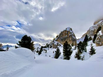 Snow covered mountain against sky