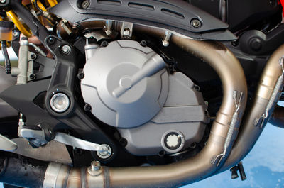 Close-up of motorcycle engine 