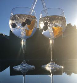 Close-up of wine glass on table