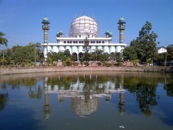 Reflection of built structure in water