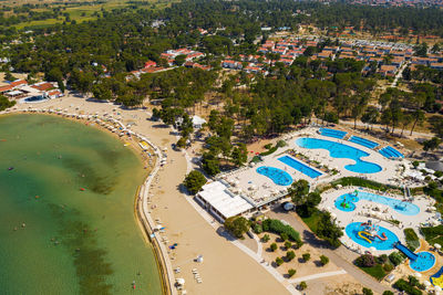 Aerial view of the beach in zaton tourist resort, croatia