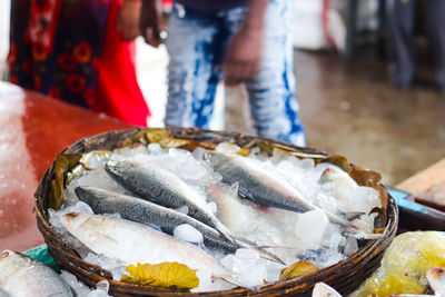 Close-up of fish for sale in market