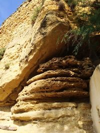 Low angle view of rock formation