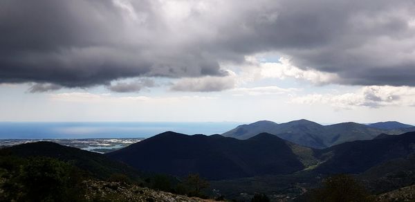 Scenic view of mountains against sky