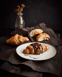 High angle view of breakfast on table