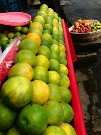 High angle view of fruits for sale in market