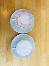 Directly above shot of coffee cup on table