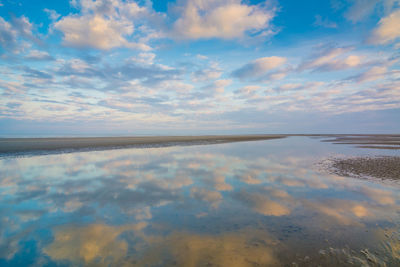 Scenic view of sea against sky at sunset