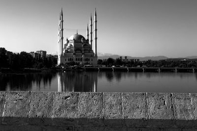 View of mosque structure in water