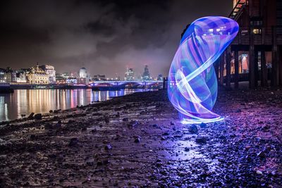 Illuminated city at night