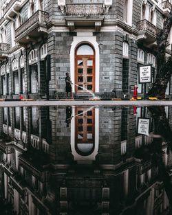 Reflection of buildings in city