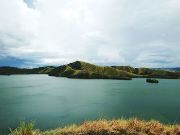 Scenic view of lake against sky