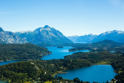Scenic view of mountains against clear blue sky in bariloche
