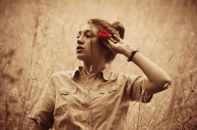 Close-up of young woman