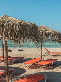 Panoramic view of beach against clear sky