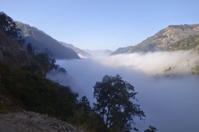 Scenic view of mountains against clear sky