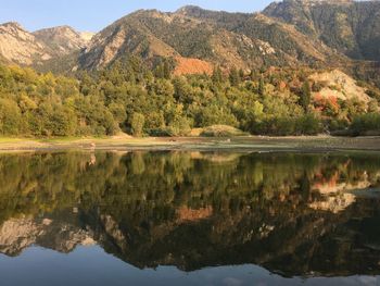 Scenic view of lake and mountains