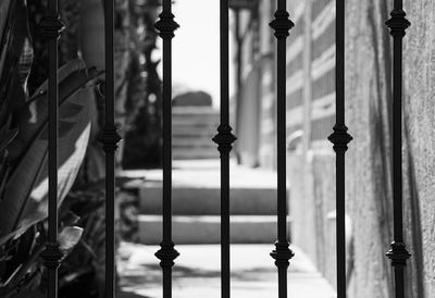 Close-up of metal railing