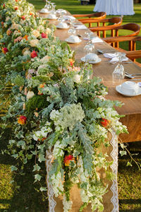 High angle view of vegetables on table