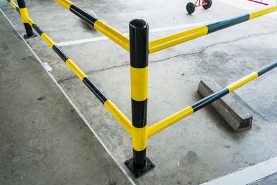 High angle view of yellow crossing on road