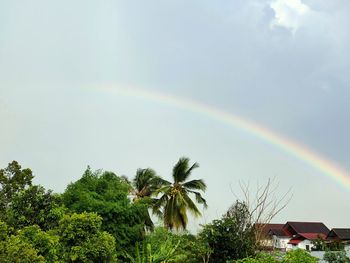 Low angle view of rainbow against sky