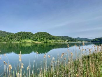 Scenic view of lake against sky