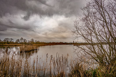 Scenic view of lake against sky