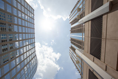 Low angle view of buildings against sky in city