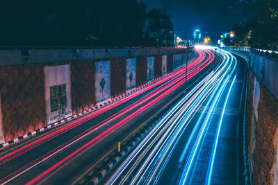 Light trails on highway at night