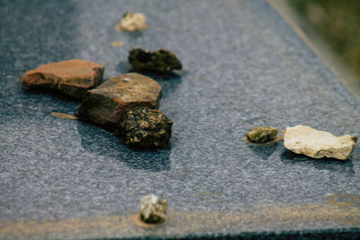 Close-up of stones on rock