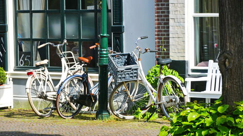 Bicycle parked outside building