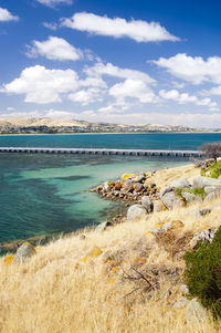 Jetty stretches out to granite island, tourist attraction in south australia