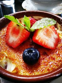 Close-up of strawberries in plate