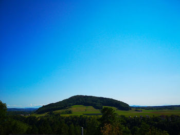 Scenic view of landscape against clear blue sky